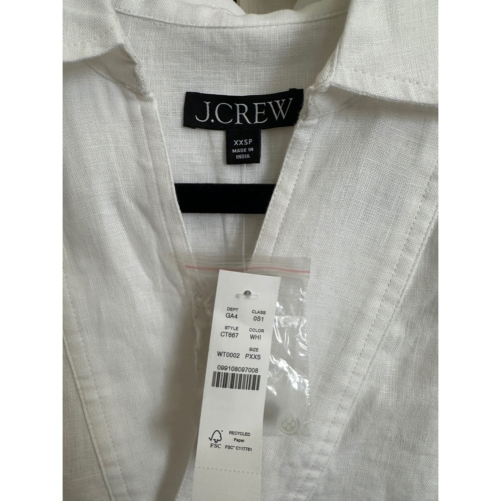 NWT J.Crew 100% Linen V-Neck Tunic Mini Dress P XXS Coastal - Picture 3 of 10